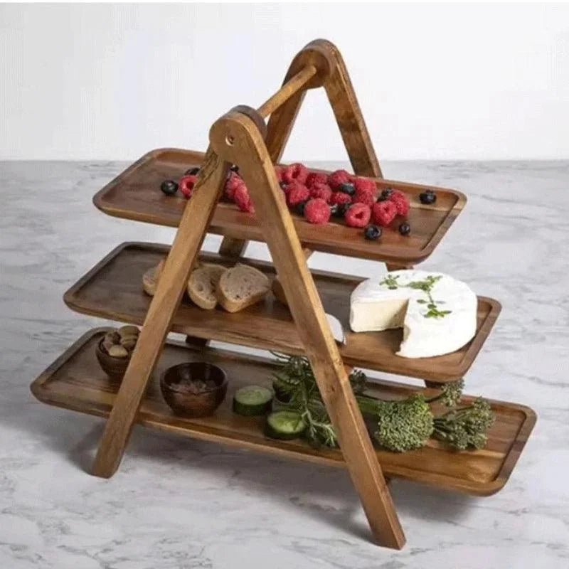 Monzzi Rustic Wooden Serving Tray for Food and Fruit