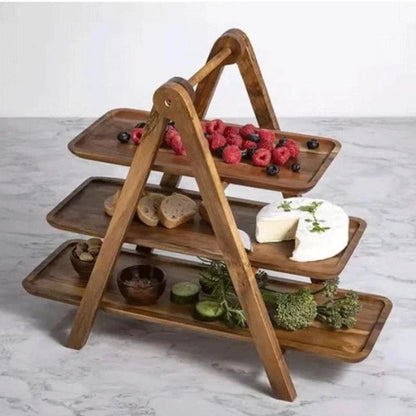 Monzzi Rustic Wooden Serving Tray for Food and Fruit