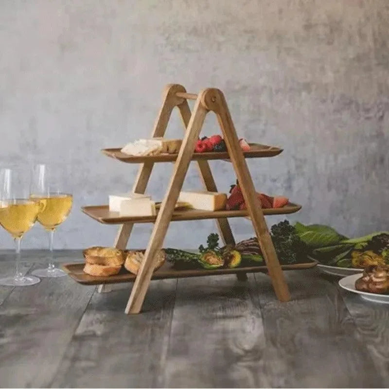 Monzzi Rustic Wooden Serving Tray for Food and Fruits
