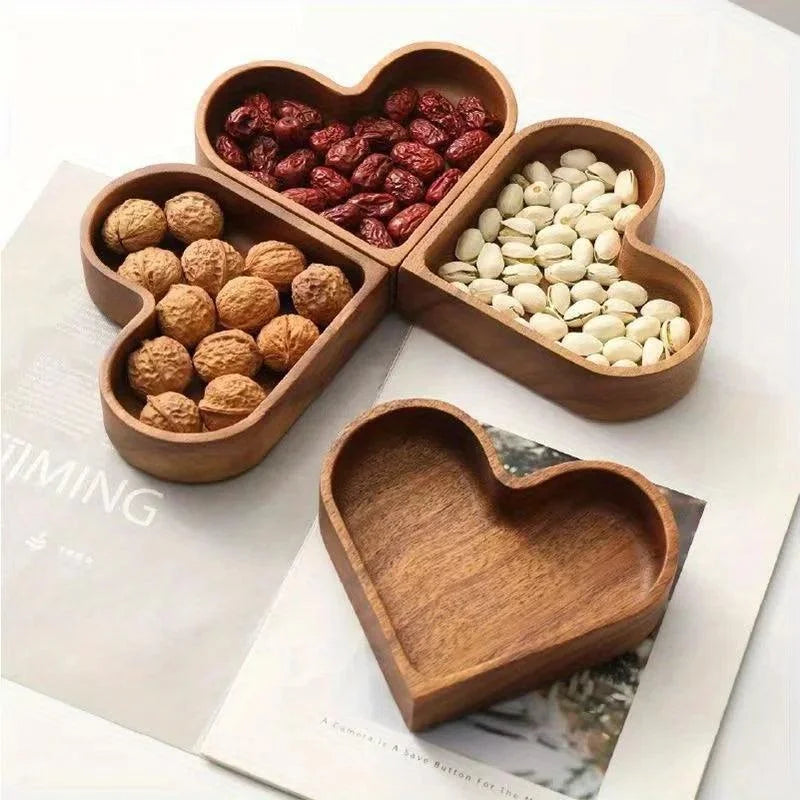 Walnut Wood Heart-Shaped Dessert Platter