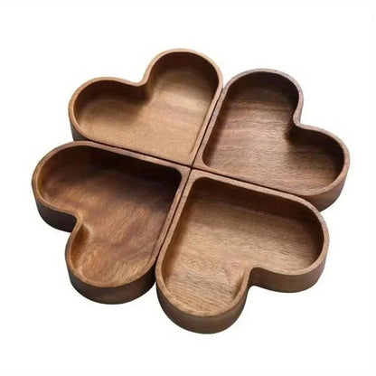 Walnut Wood Heart-Shaped Dessert Platter