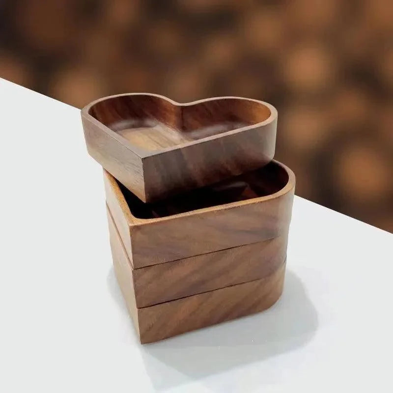 Walnut Dessert Tray in Heart Shape