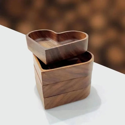 Walnut Dessert Tray in Heart Shape