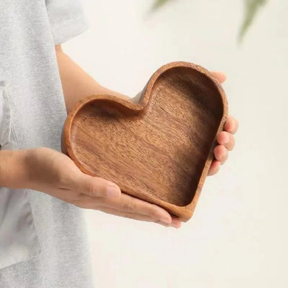 Walnut Wood Heart-Shaped Dessert Platter