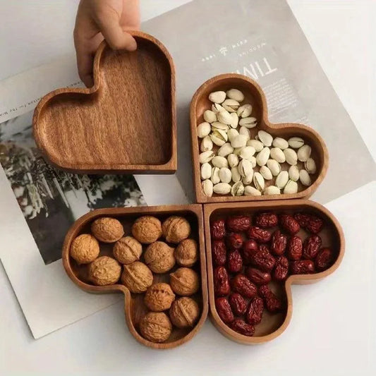 Walnut Wood Heart-Shaped Dessert Platter
