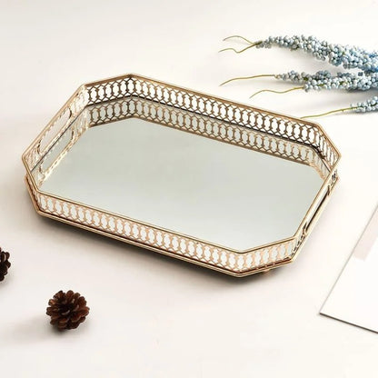 Monzzi Rectangular Decorative Mirror Tray for Bathroom and Living Room