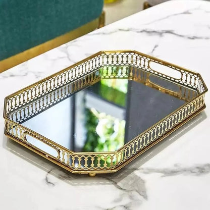 Monzzi Rectangular Mirror Decorative Tray for Bathroom and Living Room