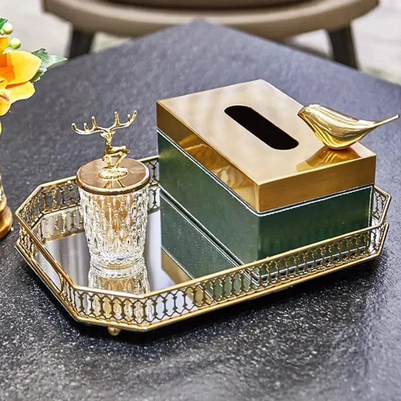 Monzzi Rectangular Mirror Decorative Tray for Bathroom and Living Room