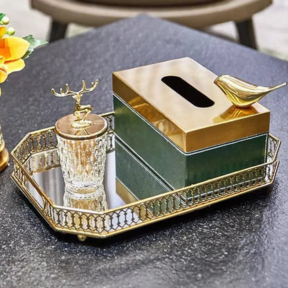 Monzzi Rectangular Mirror Decorative Tray for Bathroom and Living Room