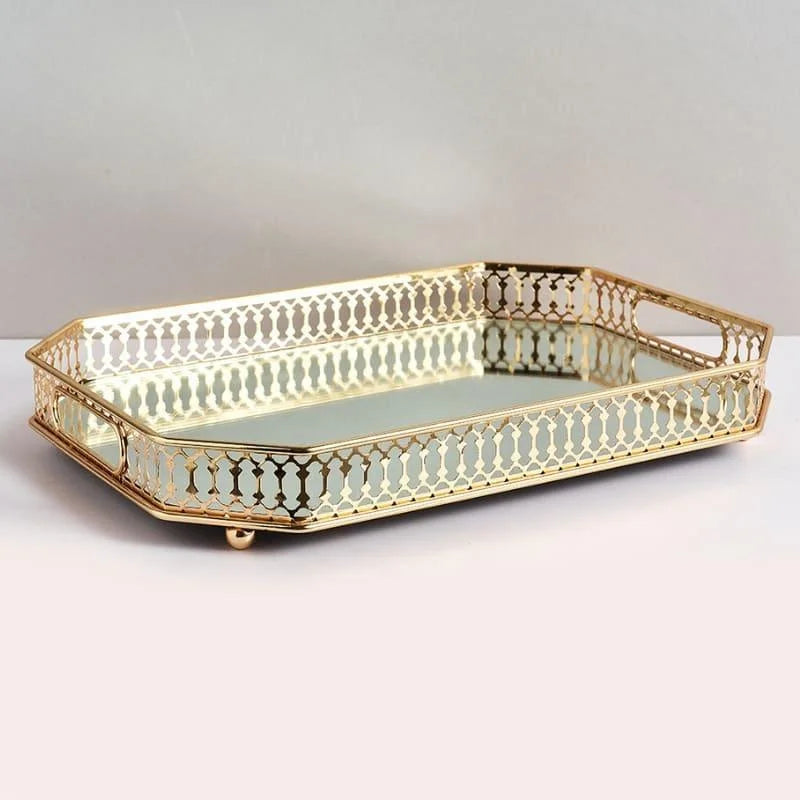 Monzzi Rectangular Decorative Mirror Tray for Bathroom and Living Room