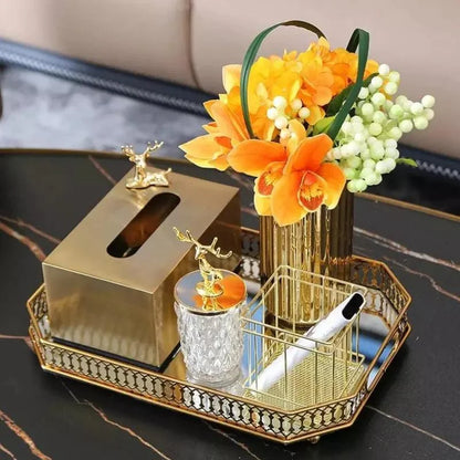 Monzzi Rectangular Mirror Decorative Tray for Bathroom and Living Room