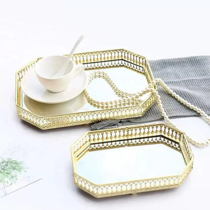 Monzzi Rectangular Decorative Mirror Tray for Bathroom and Living Room