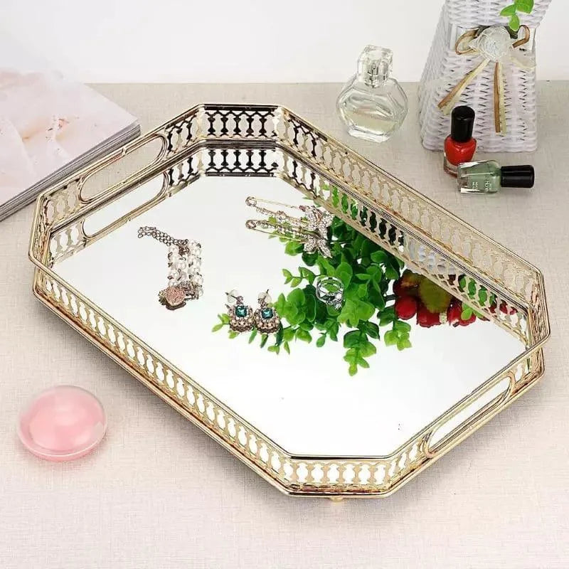 Monzzi Rectangular Mirror Decorative Tray for Bathroom and Living Room