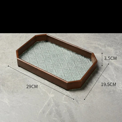 Floral Base Glass Organizer Tray for Cups and Snacks by Monzzi