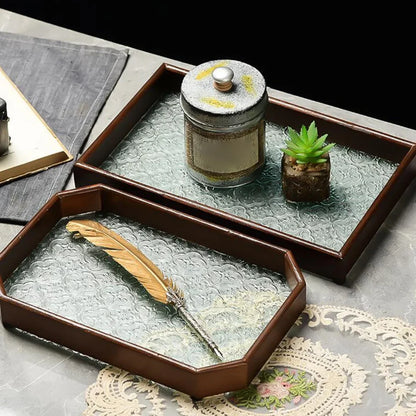 Floral Base Glass Organizer Tray for Cups and Snacks by Monzzi