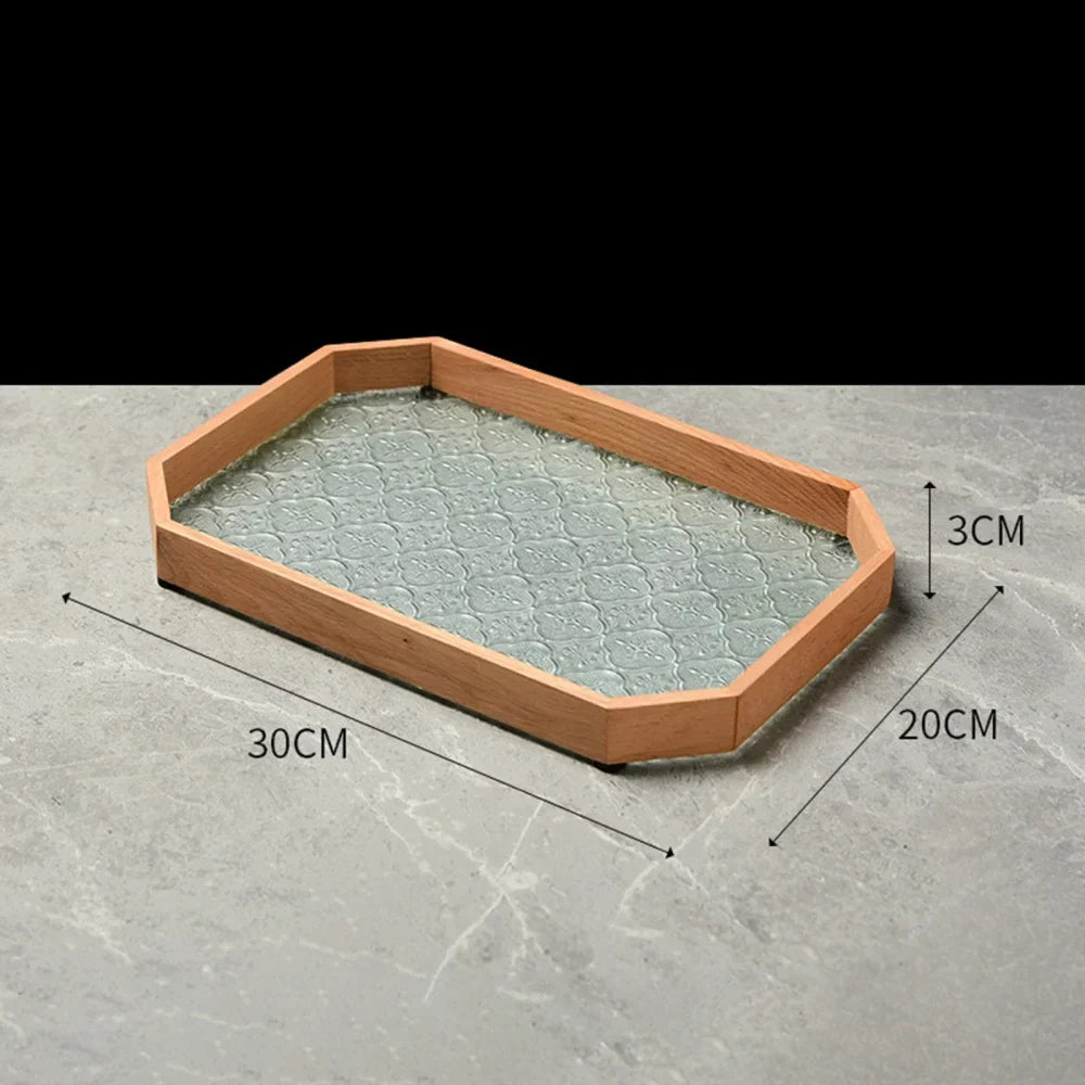 Floral Base Glass Organizer Tray for Cups and Snacks by Monzzi