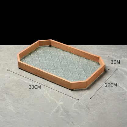 Floral Base Glass Organizer Tray for Cups and Snacks by Monzzi