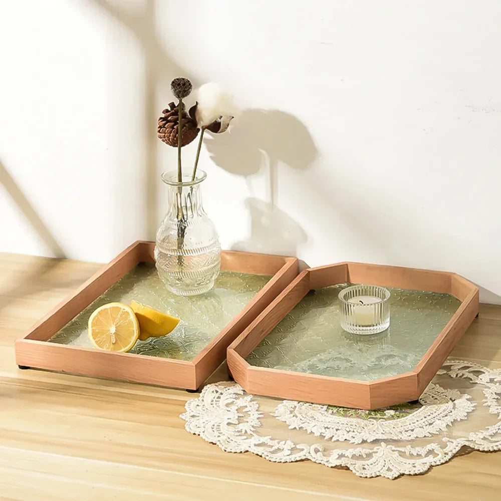 Floral Base Glass Organizer Tray for Cups and Snacks by Monzzi