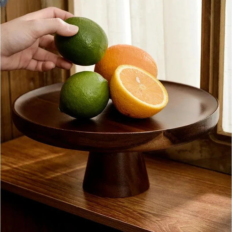 Monzzi Vintage-Inspired Round Walnut Wood Tray