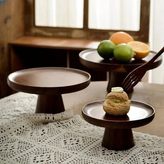 Monzzi Vintage-Inspired Round Walnut Wood Tray