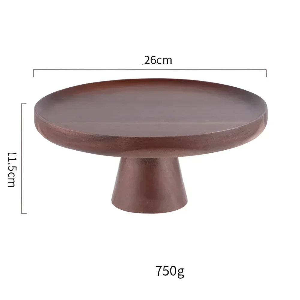 Monzzi Vintage-Inspired Round Walnut Wood Tray