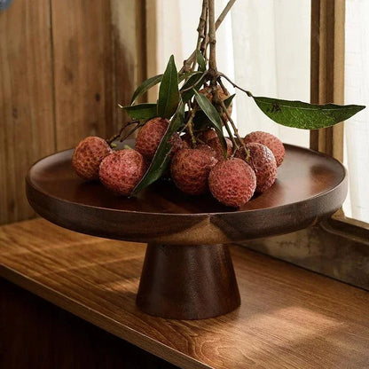 Monzzi Vintage-Inspired Round Walnut Wood Tray