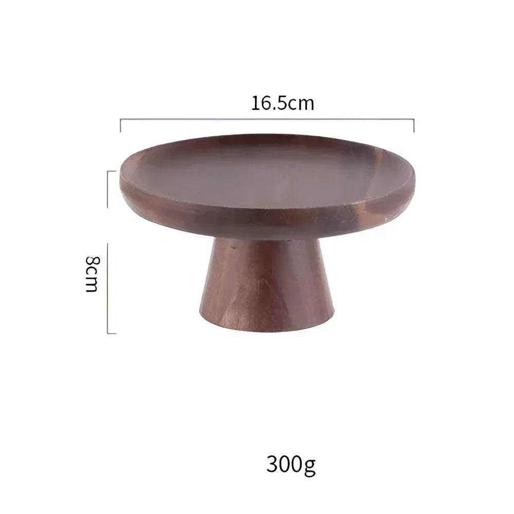Monzzi Vintage-Inspired Round Walnut Wood Tray