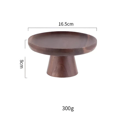 Monzzi Vintage-Inspired Round Walnut Wood Tray