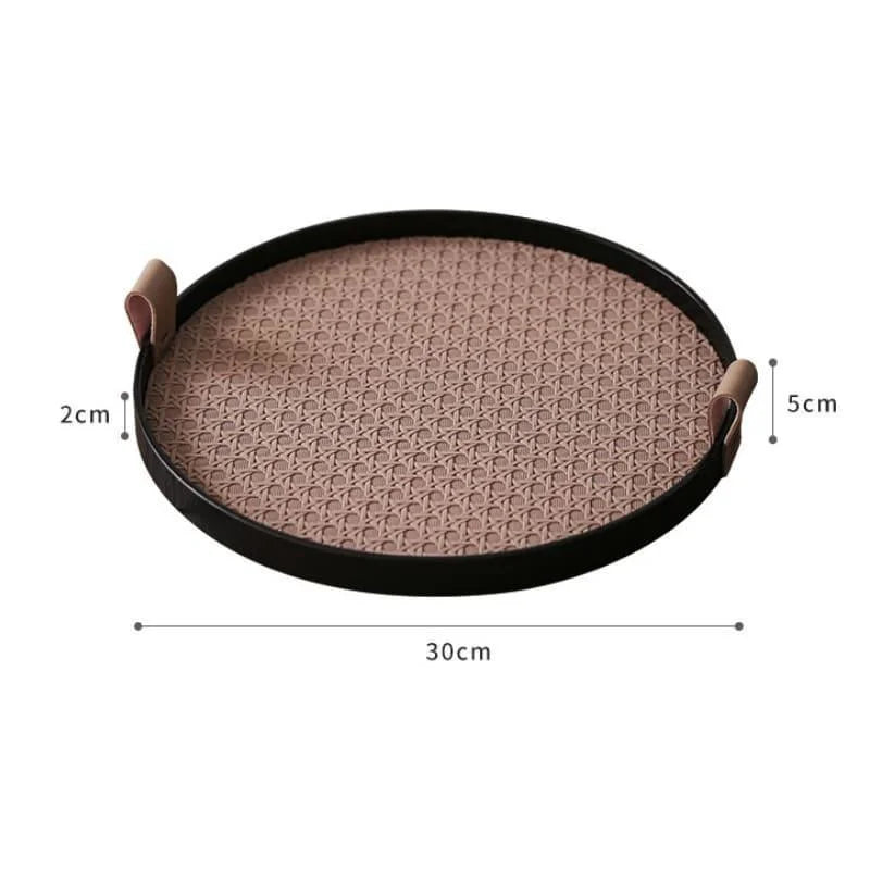 Stylish Round Tray with Handle for Living Room and Bathroom Decor