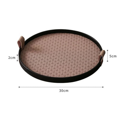 Chic Round Tray with Handle for Living Room and Bathroom Decor
