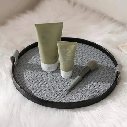 Chic Round Tray with Handle for Living Room and Bathroom Decor