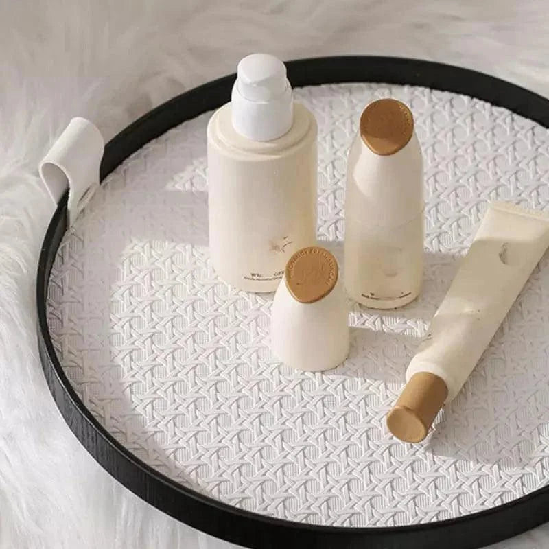 Chic Round Tray with Handle for Living Room and Bathroom Decor