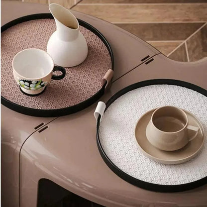 Stylish Round Tray with Handle for Living Room and Bathroom Decor