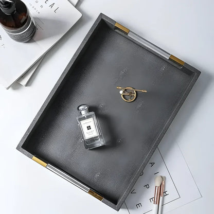Rectangular Leather Tray for Stylish Organization and Elegant Decor