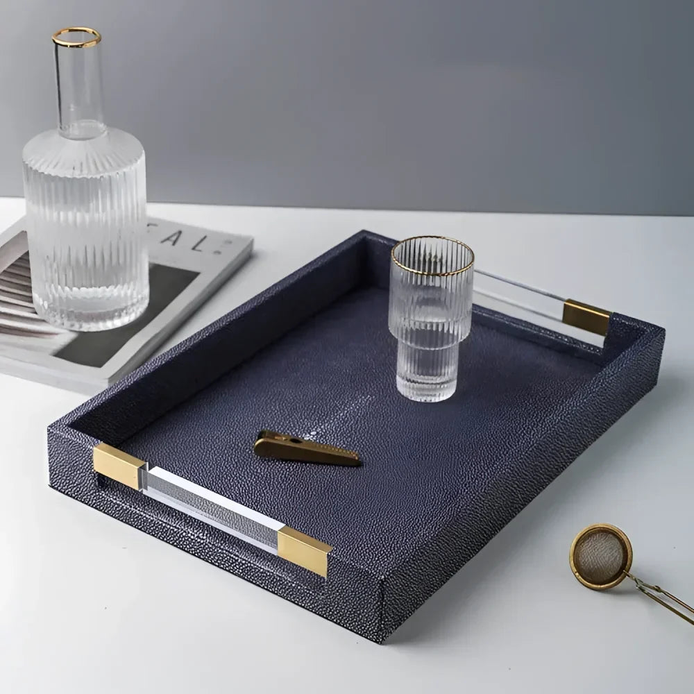 Rectangular Leather Tray for Stylish Organization and Elegant Decor