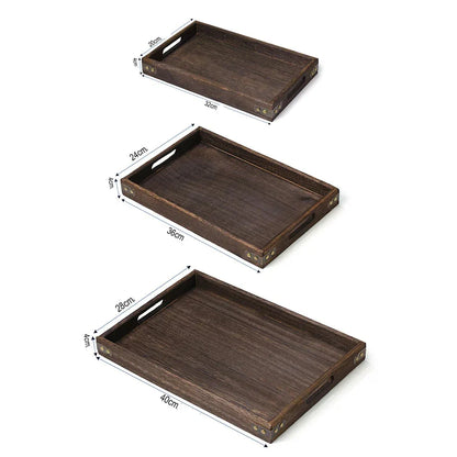 Monzzi Rectangular Wooden Tray with Handles for Serving Tea and Coffee