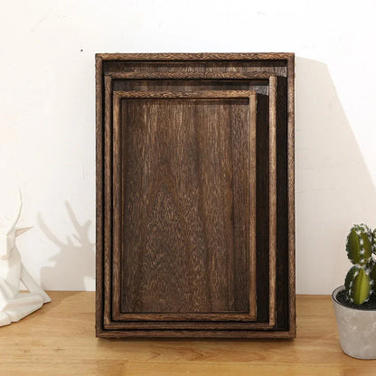 Monzzi Rectangular Wooden Tray with Handles for Serving Tea and Coffee