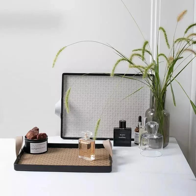 Stylish Rectangular Tray with Handle for Bathroom and Living Room Decor