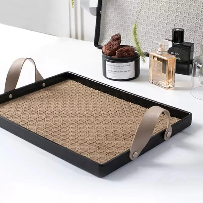 Stylish Rectangular Tray with Handle for Bathroom and Living Room Decor