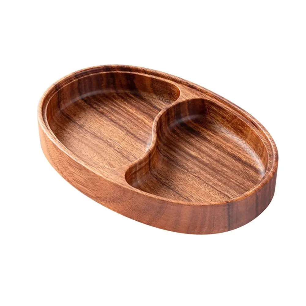 Charming Rustic Wooden Snack Serving Tray with Divided Compartments