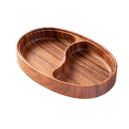 Charming Rustic Wooden Snack Serving Tray with Divided Compartments