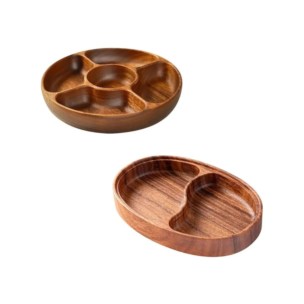 Charming Rustic Wooden Divided Tray for Appetizer Serving