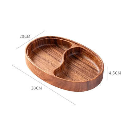 Charming Rustic Wooden Snack Serving Tray with Divided Compartments