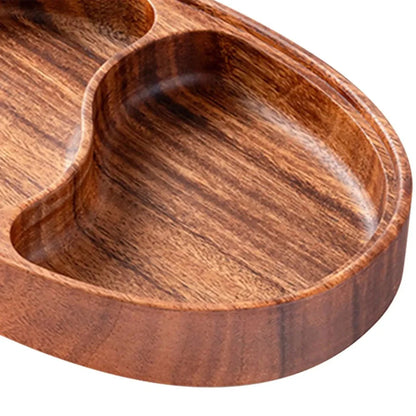 Charming Rustic Wooden Snack Serving Tray with Divided Compartments