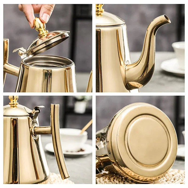High-Quality Stainless Steel Teapot with Removable Infuser for Tea and Coffee