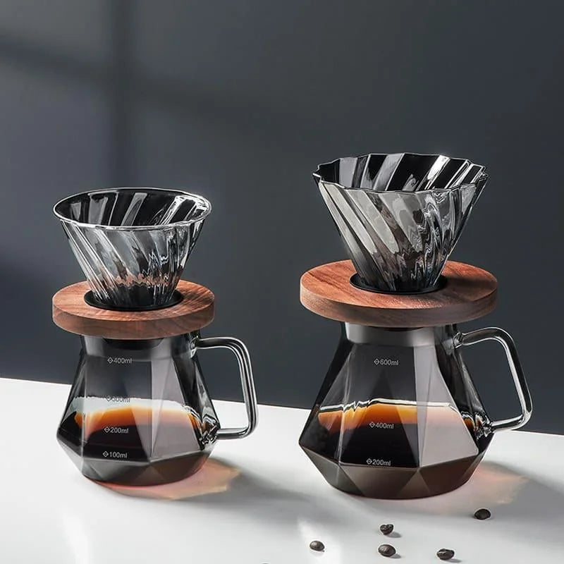 Borosilicate Glass Coffee Pot with Hario V60 Dripper for Perfect Brewing