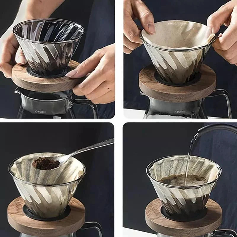 Borosilicate Glass Coffee Pot with Hario V60 Dripper for Perfect Brewing