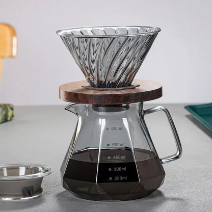 Borosilicate Glass Coffee Pot with Hario V60 Dripper for Perfect Brewing