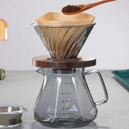 Borosilicate Glass Coffee Pot with Hario V60 Dripper for Perfect Brewing