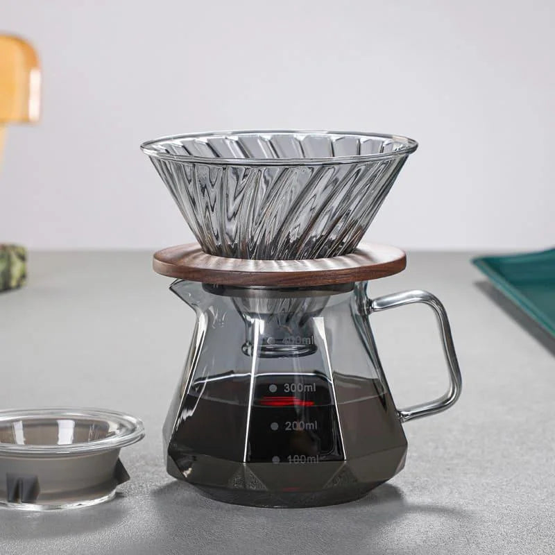Borosilicate Glass Coffee Pot with Hario V60 Dripper for Perfect Brewing